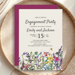 Invitación Acuarela de flores silvestres florales púrpura com