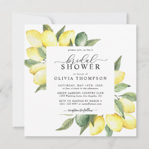 Invitación Acuarela de fruta de limón Elegante Ducha Boho Bri