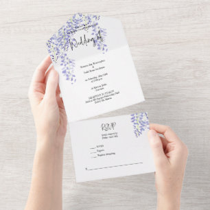 Invitación acuarela de glicina todo en uno