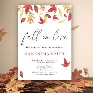 Invitación Acuarela de hojas caídas, ducha de novia de otoño