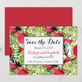 Invitación Acuarela de hojas de palma sandía Save the Date