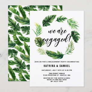 Invitación Acuarela de hojas tropicales fiesta de compromiso 