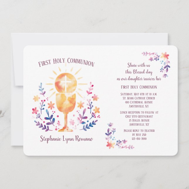 Invitación Acuarela de la comunidad Religiosa (Anverso)