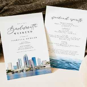 Invitación Acuarela de la silueta de Tampa Florida Océano Tro
