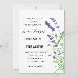 Invitación Acuarela de lavanda Boda Rústica Elegante