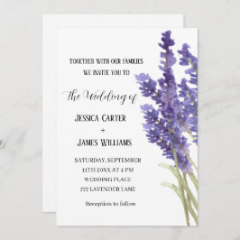 Invitación Acuarela de lavanda Boda Rústica Elegante
