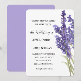 Invitación Acuarela de lavanda Boda Rústica Elegante