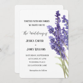 Invitación Acuarela de lavanda Boda Rústica Elegante