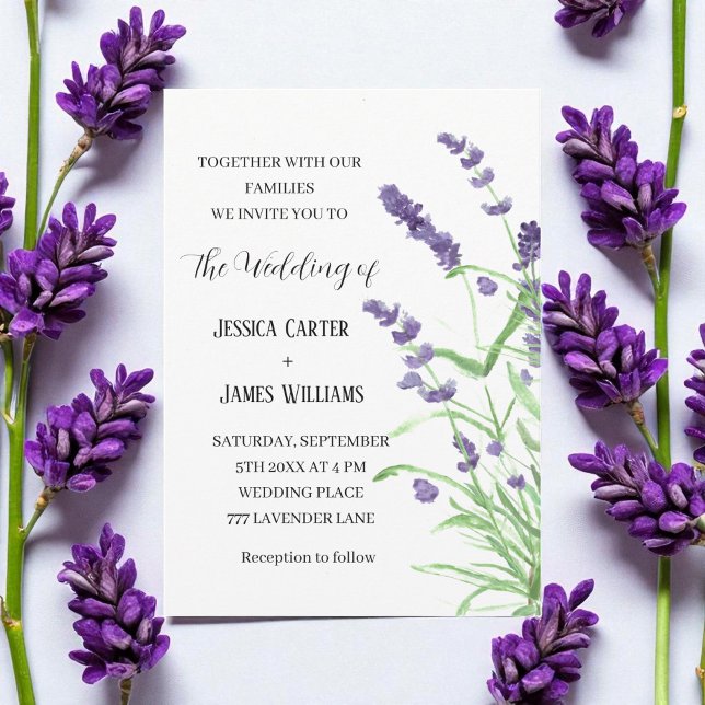 Invitación Acuarela de lavanda Boda Rústica Elegante (Subido por el creador)
