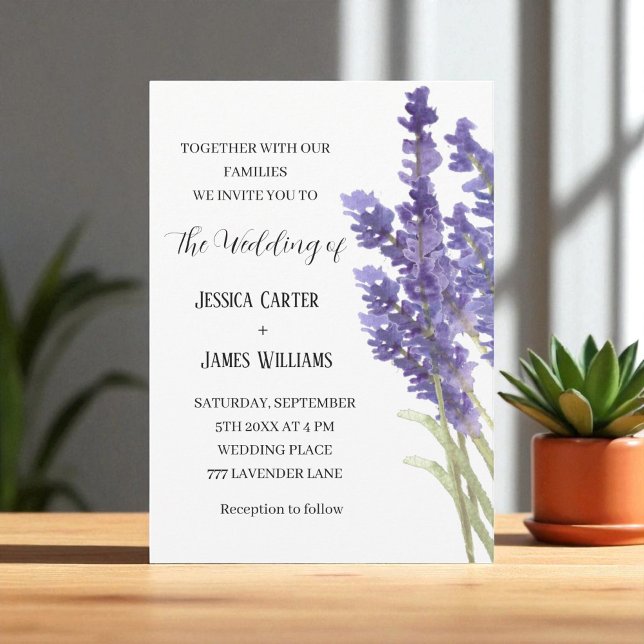 Invitación Acuarela de lavanda Boda Rústica Elegante (Subido por el creador)