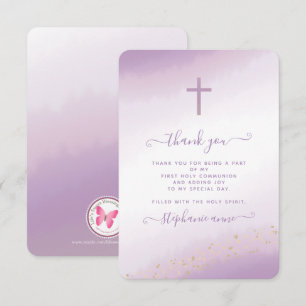 Invitación Acuarela de lavanda cruzada de la comunión