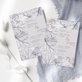 Invitación Acuarela De Lavanda Gris Floral