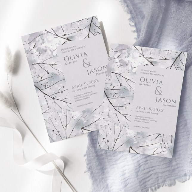 Invitación Acuarela De Lavanda Gris Floral (Subido por el creador)