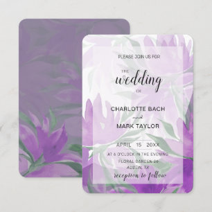 Invitación Acuarela De Lavander Morado Elegante Floral