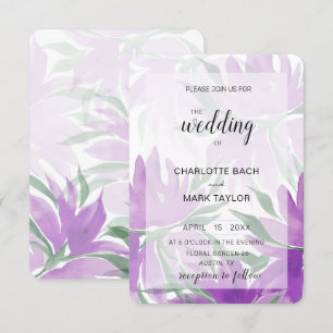 Invitación Acuarela De Lavander Morado Elegante Floral