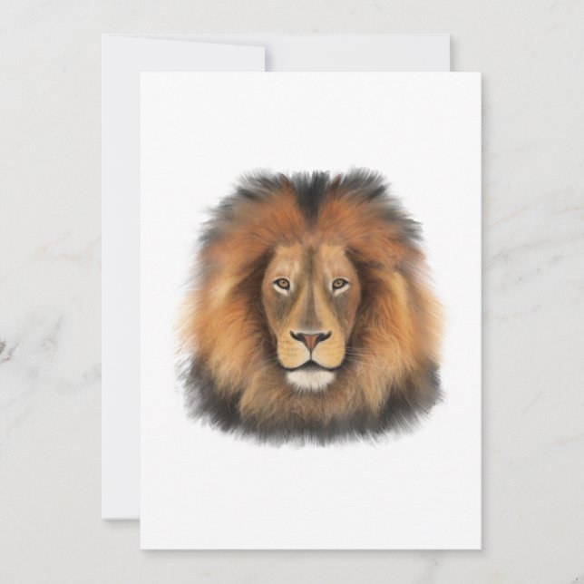 Invitación acuarela de león León rey gato de la jungla animal (Anverso)