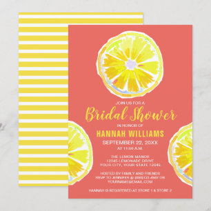 Invitación Acuarela de limón con Naranja Sunny Bridal Shower
