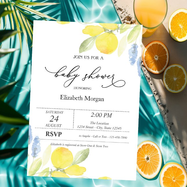Invitación Acuarela de Limones Baby Shower (Subido por el creador)