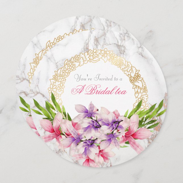 Invitación Acuarela de Magnoilia sobre el té de las novias de (Anverso / Reverso)