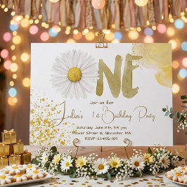 Invitación Acuarela de margarita primer cumpleaños