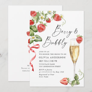 Invitación Acuarela de moda Meadow Strawberry Brin Shower