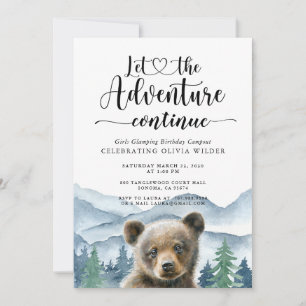 Invitación Acuarela de montaña, bosque, chicas, glamping de c