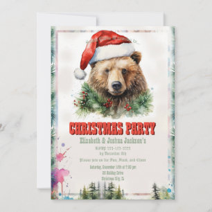 Invitación Acuarela de oso para navidades