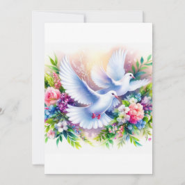 Invitación Acuarela de palomas blancas boda