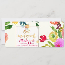 Invitación Acuarela de PixDezines/Floral/Bat Mitzvah