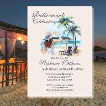 Acuarela de playa temática de jubilación de mujere