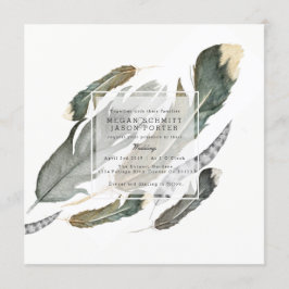 Invitación Acuarela de plumas de flujo | BODA