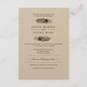 Invitación Acuarela de plumas Elegante Boda Boho