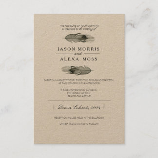 Invitación Acuarela de plumas | Elegante Boda Boho