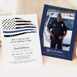 Invitación Acuarela de policía Bandera delgada de la línea az