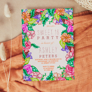 Invitación Acuarela de primavera con mano floral pintada Swee