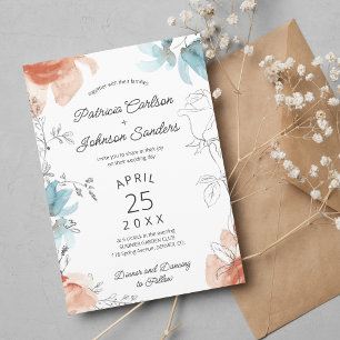 Invitación Acuarela de primavera floral boda elegante pastel