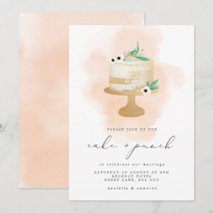 Invitación Acuarela de recepción de tarta y punzón boda