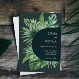 Invitación Acuarela de selva hojas verdes tropicales