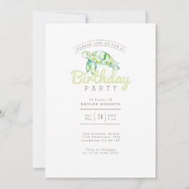 Invitación Acuarela de tortuga marina | Fiesta de cumpleaños