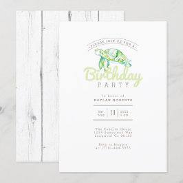 Invitación Acuarela de tortuga marina | Fiesta de cumpleaños