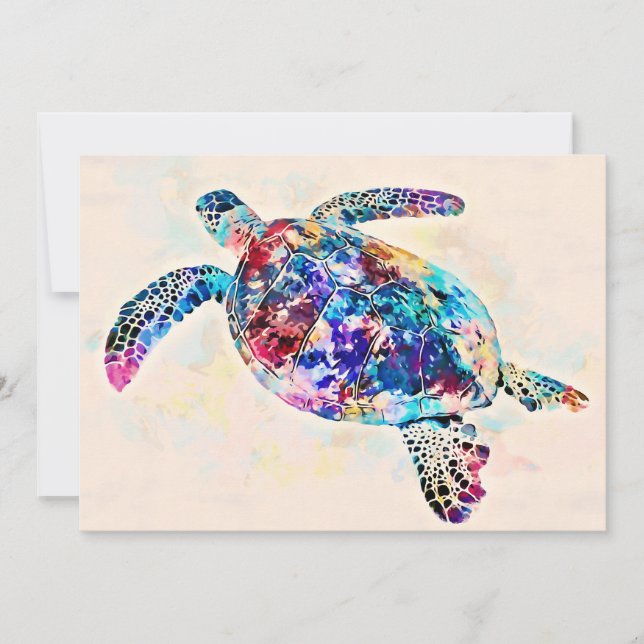 Invitación Acuarela de tortuga marina hawaiana (Anverso)