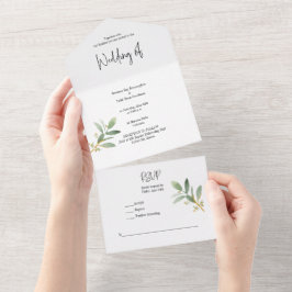 Invitación acuarela de vegetación todo en uno