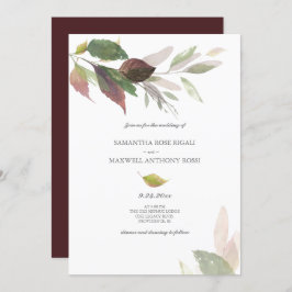 Invitación Acuarela deja matrimonio en otoño