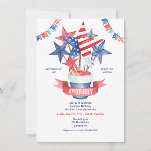 Invitación Acuarela del 4 de Julio 
