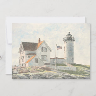 Invitación Acuarela del faro de Cape Neddick
