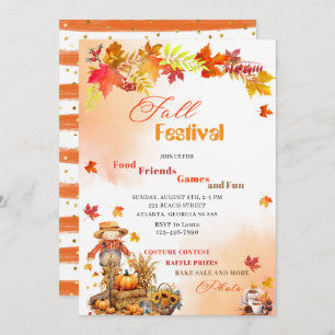 Invitación Acuarela del Festival de Caída de Calabaza
