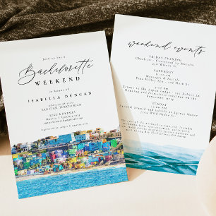 Invitación Acuarela del horizonte de la playa de San Juan Pue