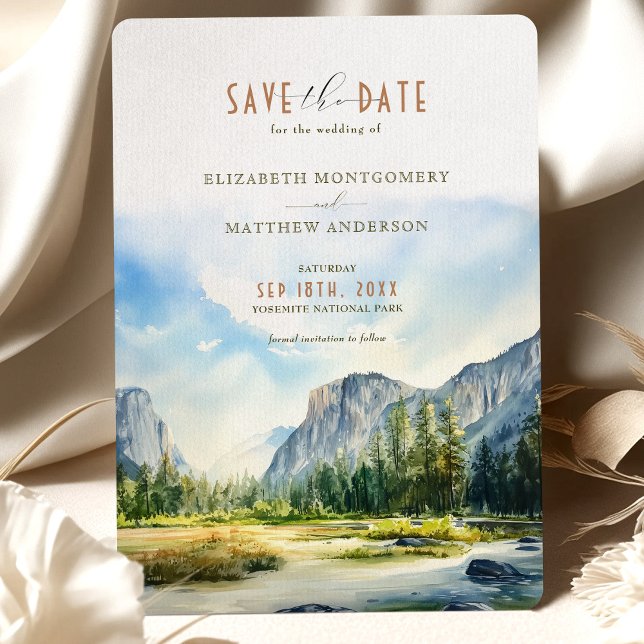 Invitación Acuarela del Parque Nacional Yosemite Save the Dat (Subido por el creador)
