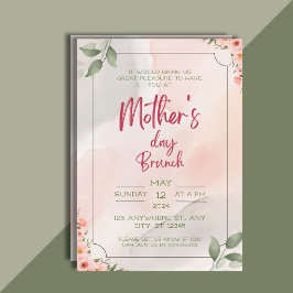 Invitación Acuarela, Día especial de mamá, Brunch del Día de 
