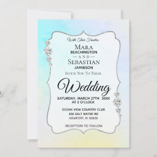 Invitación *~* Acuarela Diamond Pastel Beach Wedding